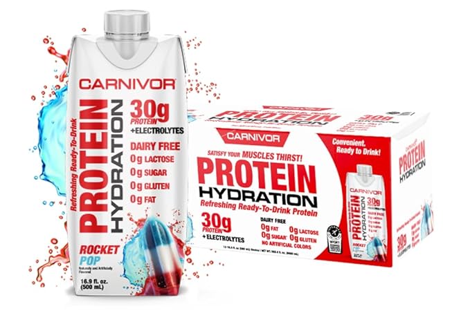 MuscleMeds Carnivor Protein Hydration RTD, Ready to Drink, Lactose Free, Sugar Free, 30g Isolate Protein, Halal Certified,...