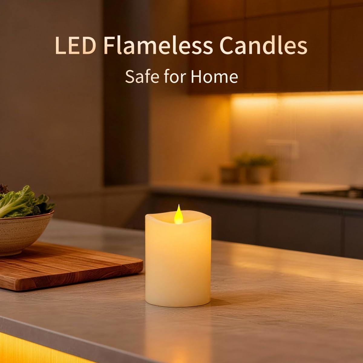 MISSTIME 3x4 Flickering Flameless Candles Set of 3,4 inch Real Wax LED 600 Hours Battery Candles with Timer Remote,Control for Wedding Party Indoor,Ivory