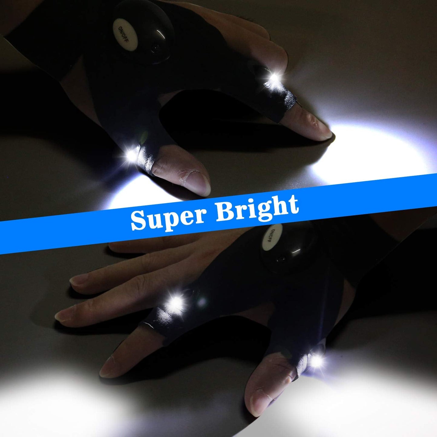MOIPEJO LED Flashlight Gloves, Gifts for Men Him Boyfriend Husband, Cool Gadget Finger Lights Waterproof for Camping Fishing Repairing, Fathers Day Christmas Birthday Gift