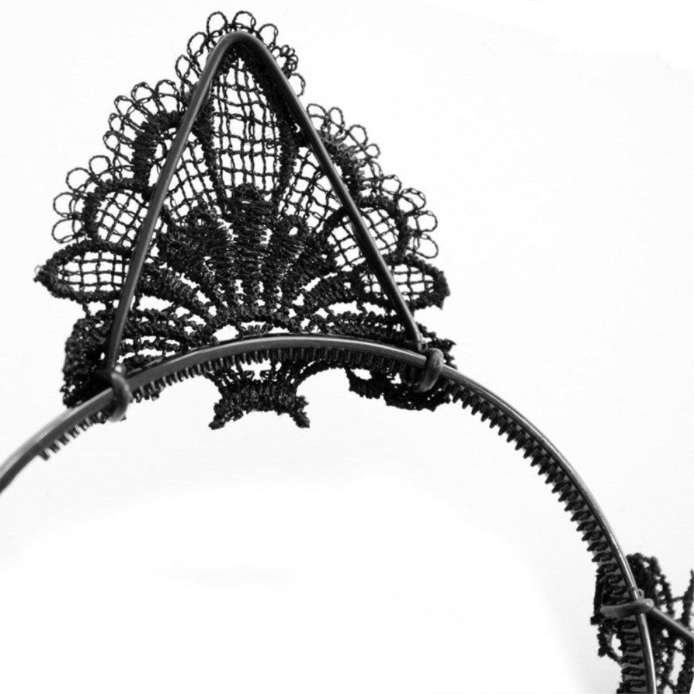 Honbay 2pcs Cute Lovely Black Lace Cat Ear Headwear Hair Bands Headbands Head Hoop Clasps