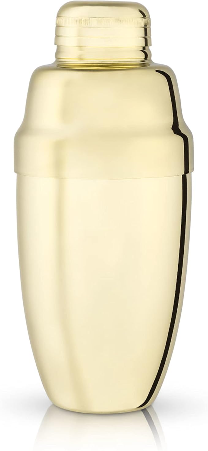 Viski Gold Heavyweight Cocktail Shaker, Stainless Steel Drink Mixer, with Bar Strainer, Professional Shaker for Martini an...