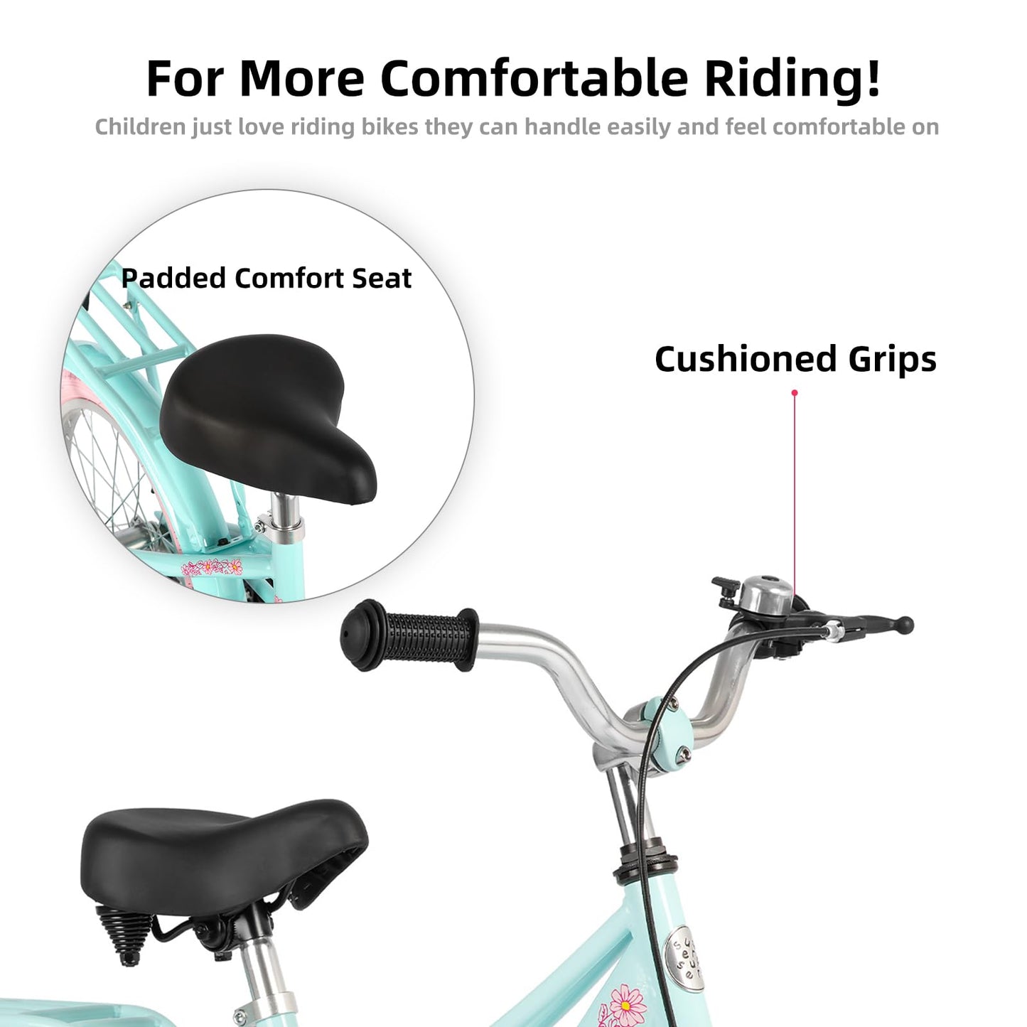 JOYSTAR 20 Inch Kids Bike Lola Girls Bike for 7-10 Years Princess Children Bicycle with Kickstand Kids' Bicycles Mint Green