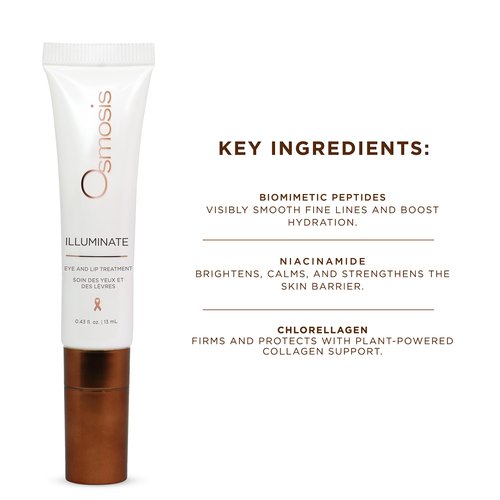 Osmosis ILLUMINATE Hydrating and Firming Eye & Lip Treatment with Niacinamide and Peptides for Aging, Dry, and Tired Skin, 0.43 fl oz