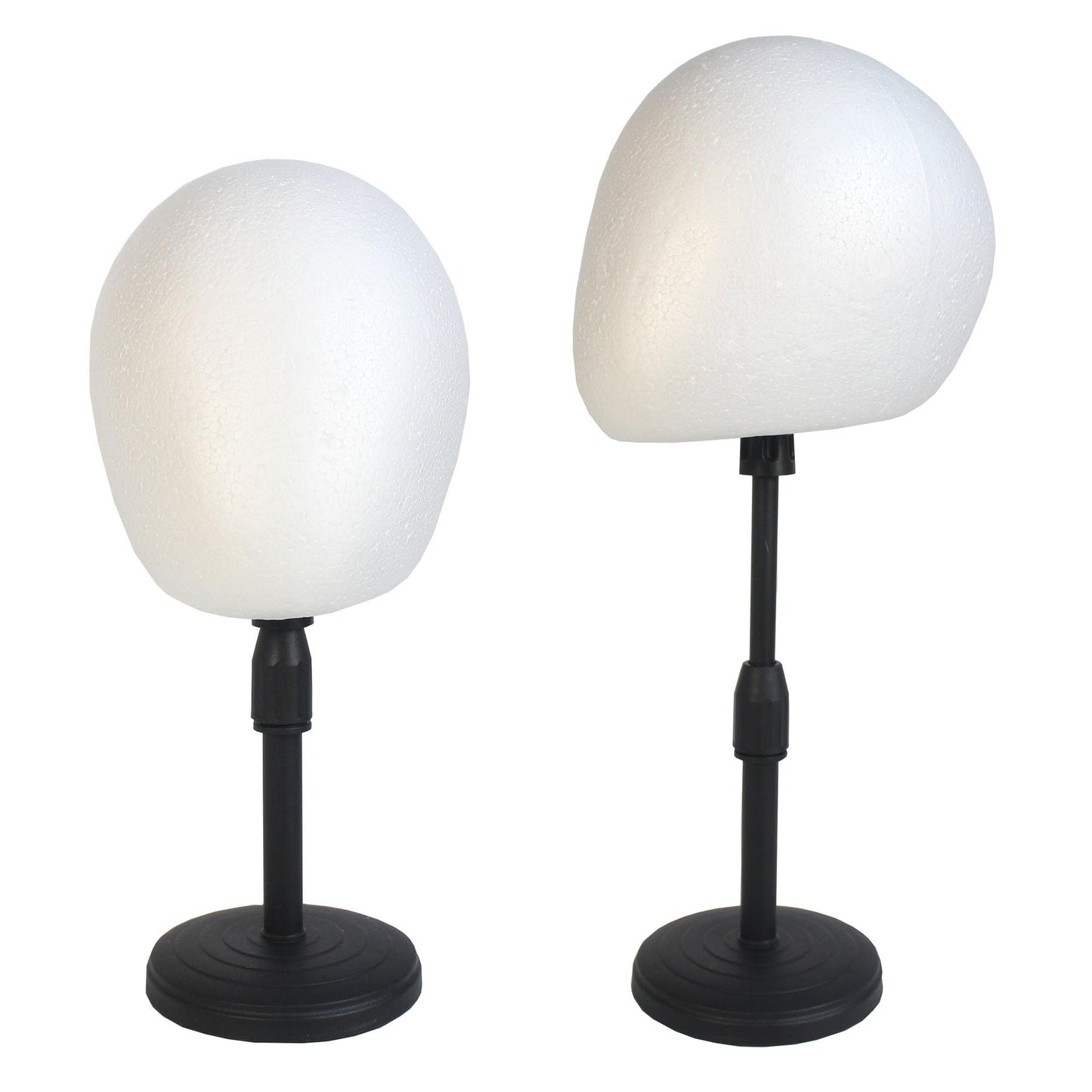 FASHION DO 2 PACKS Adjustable wig or hat black styrofoam abstract mannequin head holder stand (13   to 17   )(AD02-White Egg)