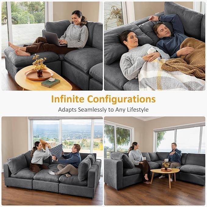 VANOMi Modular Sectional Sofa Convertible Sofa Couch with Ottoman Sectional Sofas for Living Room Small Apartments Gary