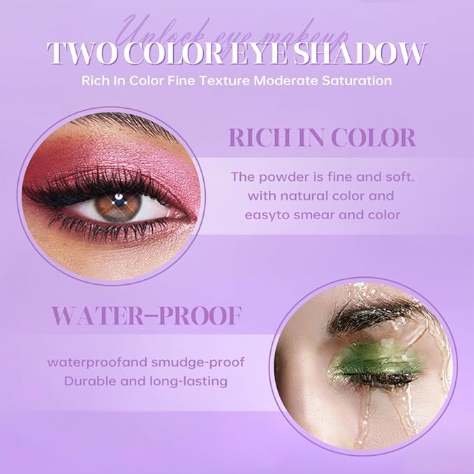 Dual-Color Pearl Eyeshadow Palette – High Pigment Shimmer Eyeshadow Duo, Grass Green & Green Shimmer Eye shadow , Silky Blendable Texture, Waterproof Long-Lasting Eye Makeup for Daily & Glam Looks 02#