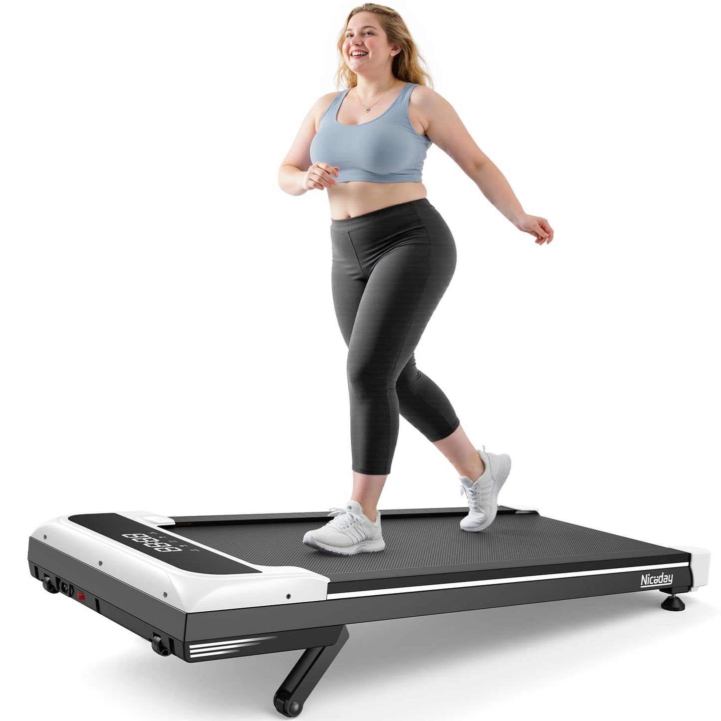 Niceday Walking Pad Treadmill with 10% Auto Incline, 400lbs Capacity, Under Desk Treadmill for Home Office, 3HP Super Quiet, Magnetic Remote & Preset Goal, White