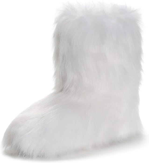 IXU Women's Faux Fur Boot Furry Fluffy Round Toe Suede Snow Winter Women Boots Comfy Plush Warm Short Outdoor Indoor Flat ...