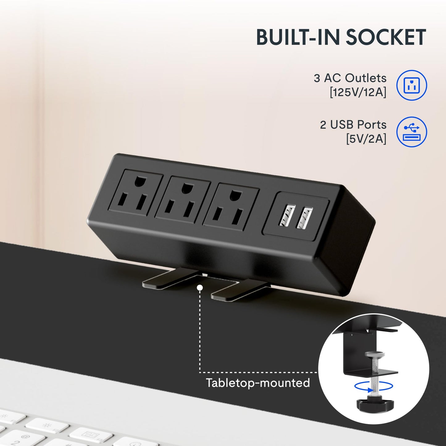 FLEXISPOT EN2 Whole-Piece Standing Desk with Clamp Power Strip, 55 x 28 Electric Stand Up Height Adjustable Desk with Cable Management (Black Frame + 55" Rustic Brown Desktop, 2 Packages)