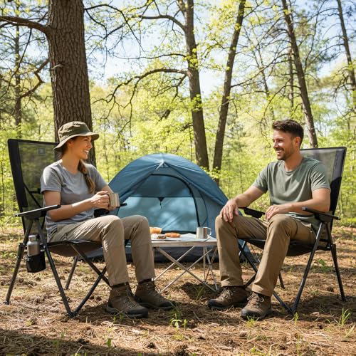 EVER ADVANCED Teslin Reclining Camping Chairs for Adult Lightweight, Portable Compact Folding Chair with Adjustable Back, ...