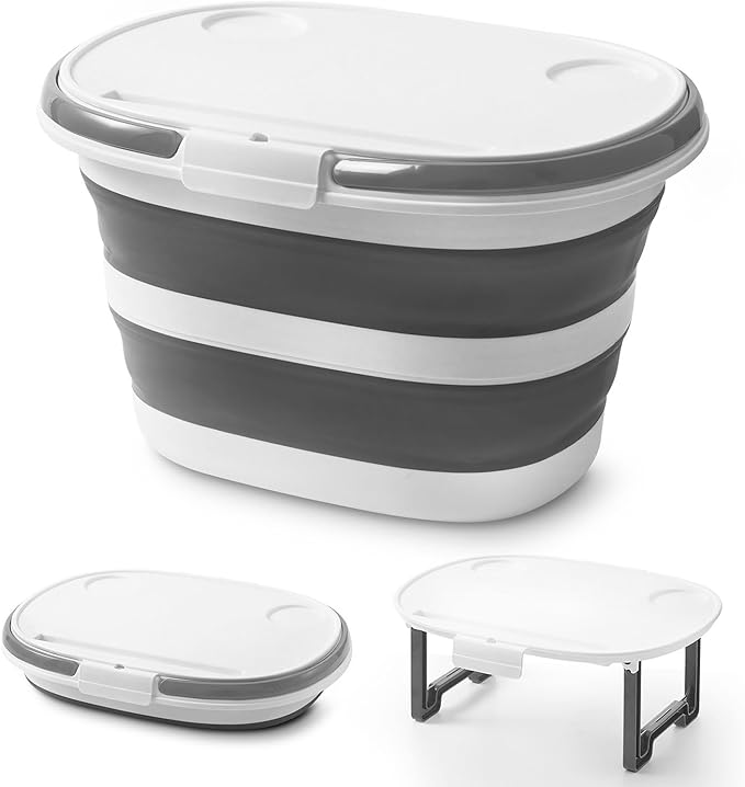 Zonopy Collapsible Bucket, Upgraded 16L (4.2 Gallon) Collapsible Mop Bucket with Multi-Functional Lid, Foldable Portable C...