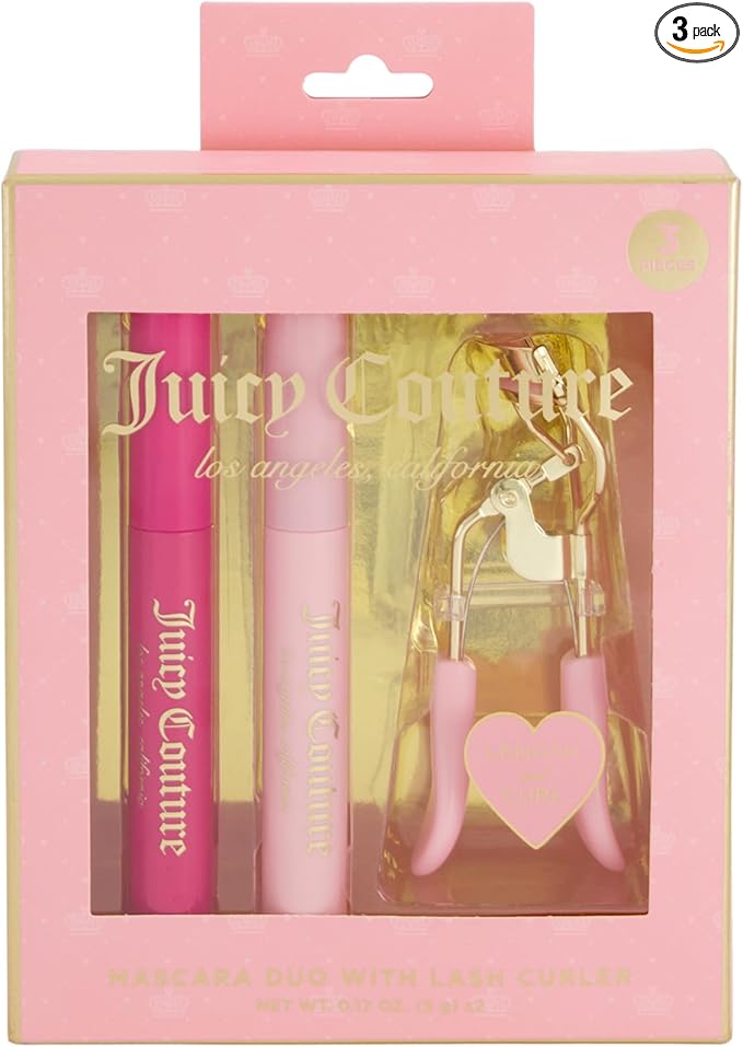 Juicy Couture Mascara Duo & Lash Curler – Dual Mascara Shades of Black, Intense Volume & Lucious Lash Curls