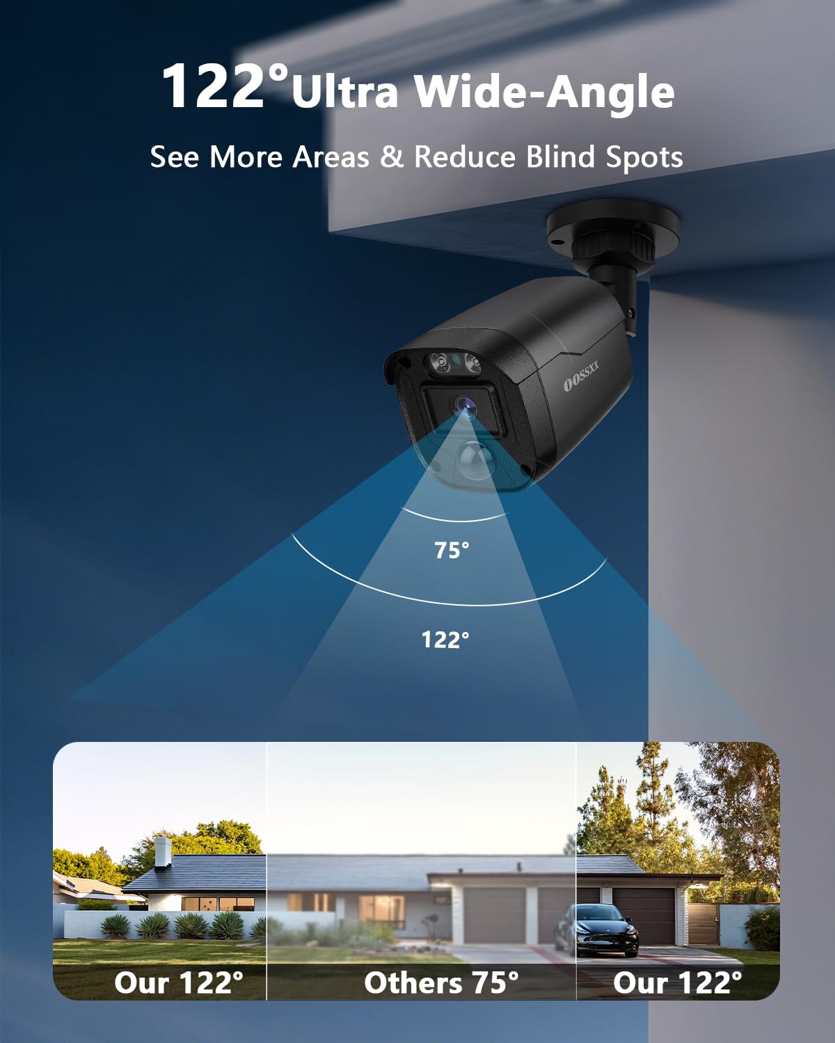 3K 5MP Wired CCTV Security Camera System with 122° Ultra Wide Angle, 6CH HD DVR Kit, 6X IP66 Indoor Outdoor Cameras, 65ft IR Night Vision, Free App, No Subscription Fee, Remote Access