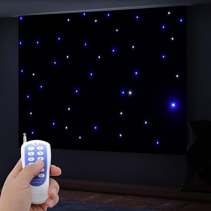 FFIHAKL LED Star Curtain Backdrop Light, 50/60HZ Stage Backdrops Starry Sky Cloth Background with DMX Control, for Wedding...