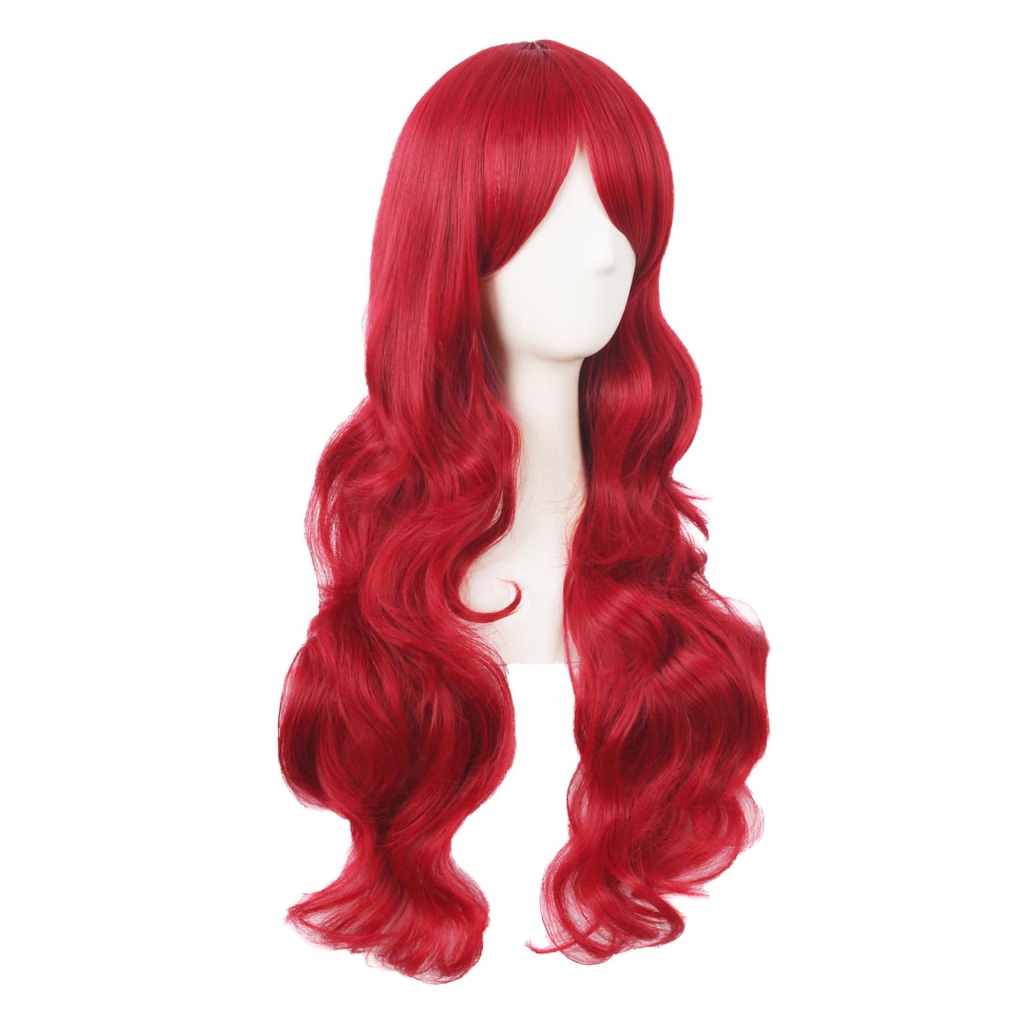 MapofBeauty 28 Inch/70 cm Charming Women Side Bangs Long Curly Full Hair Synthetic Wig (Bright Red)