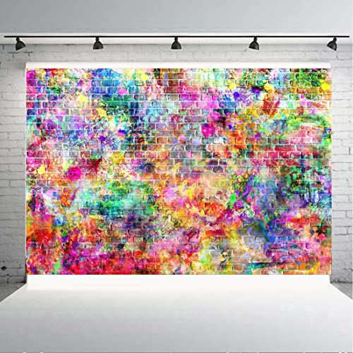 6x4ft Graffiti Brick Wall Birthday Photography Backdrops Baby Shower Colorful Urban Street Art Background for Photography ...