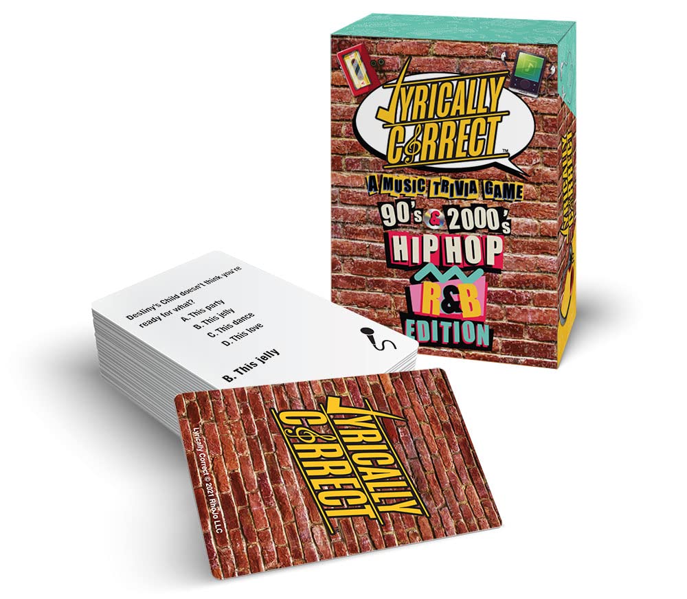 Lyrically Correct '90s & 2000s Music Trivia Card Game - Hip Hop and R&B Edition - Finish The Lyrics Challenge, Fun for Adults, Party or Family Night