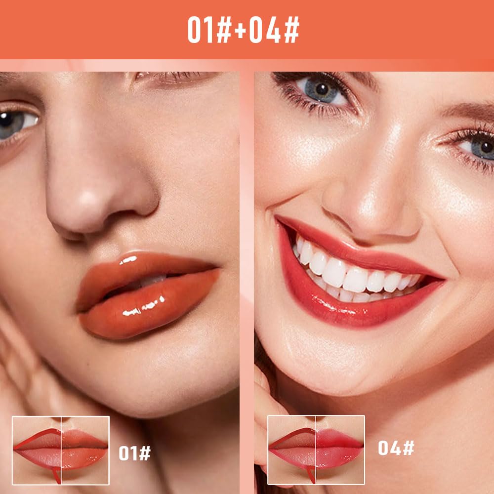 2Pcs Peel Off Lip Gloss Tattoo and Lip Oil 2-in-1, Lip Stain Peel Off Masque - Peel Off Lip Tint ,Long Lasting Waterproof Transf