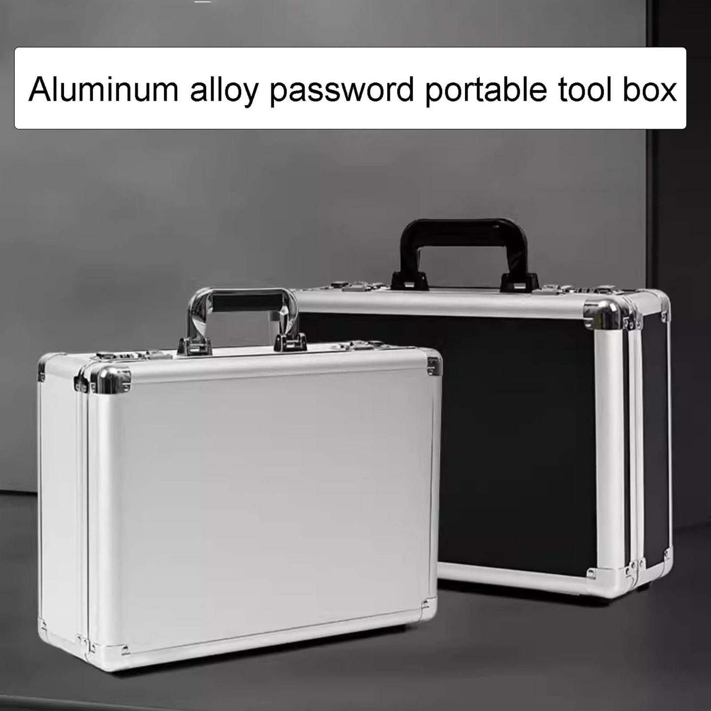 Aluminum Alloy Suitcase, Document and Luggage Storage Box, Display Storage Box, Watch Storage Box, Soft Interior, Large Capacity Hardware Storage Box(Silver,26x14x7in)