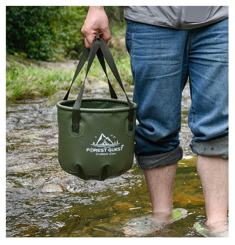Outdoor Collapse Pro Foldable Water Bucket‌ – Your Ultimate Companion for Outdoor Adventures! (Army Green, 20L)