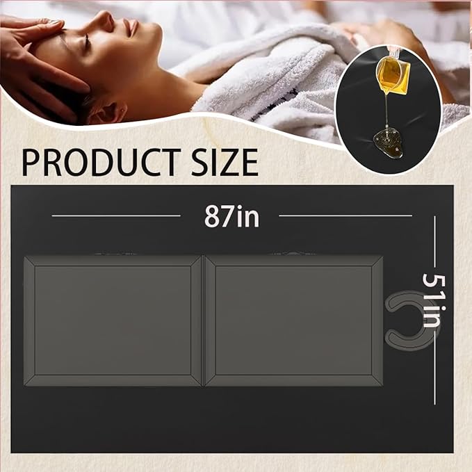 Massage Table Sheet, 87 x 51" PVC Reusable Wax Mat Pad Waterproof Massage Bed Cover Sheet (1Pcs Black)