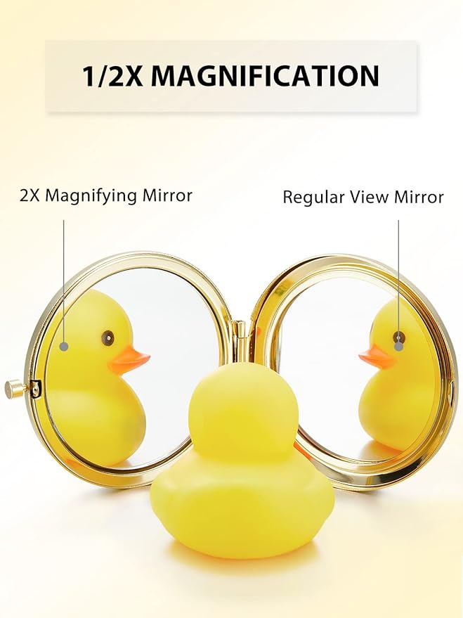 Compact Mirror Bulk, Pack of 12 Double-Sided 1X/2X Magnifying Metal Makeup Mirrors(Round, Gold)