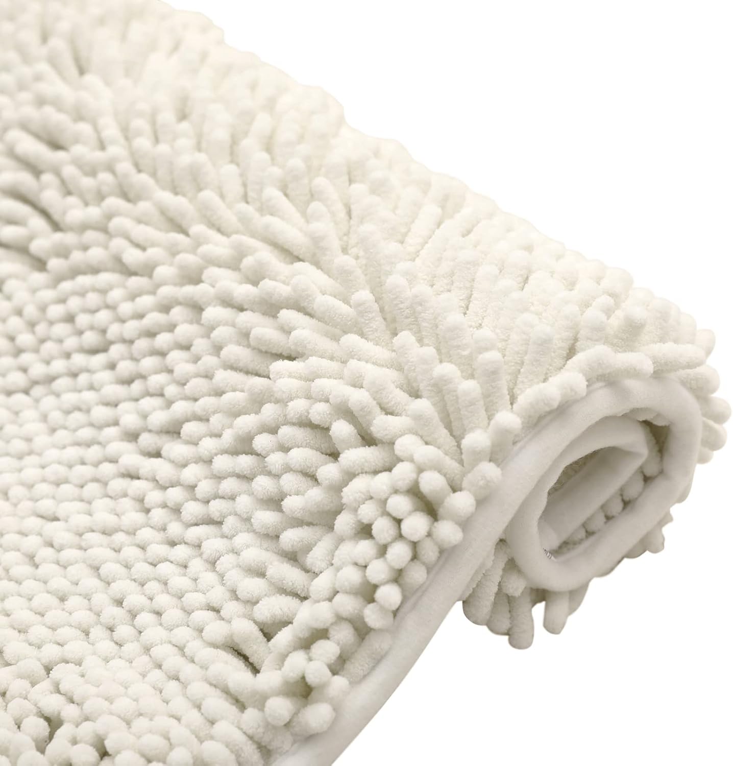 Non-Slip Bath Rug,Extra Soft Microfiber Bedroom Shag Carpet with Anti-Slip Backing,Water/Dust Absorbent Fast Dry Shower Mat,Sound Insulated Stairs Pad,Machine Washable (Ivory,23 x 35 Inches)