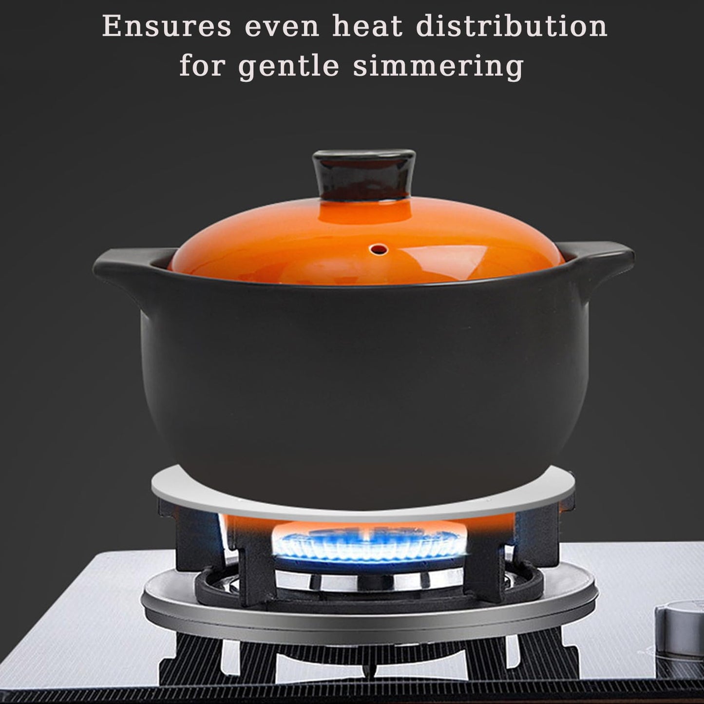 11Inch Heat Diffuser Plates for Gas Electric Stoves, Flygragon Stainless Steel Cooking Induction Adapter Plate for Glass Cooktop, Detachable Handle Induction Cooktop Converter Plate