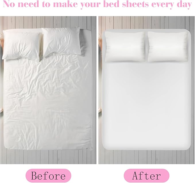 Morcheiong Bed Sheet Fasteners Straps - 4 Pack Adjustable Bed Sheet Holder Strap for Bedding Stays Bedsheet Tie Downs - Pink