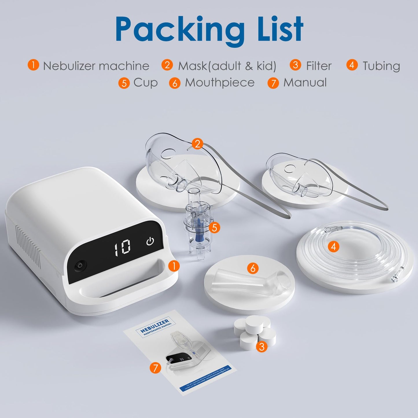 Smart Nebulizer, Intelligent Digital Display Nebulizer Machine for Adults and Kids,Low Noise Compression Nebulizer for Breathing Problems,Desktop Jet Nebulizer for Home Use Spacer-16
