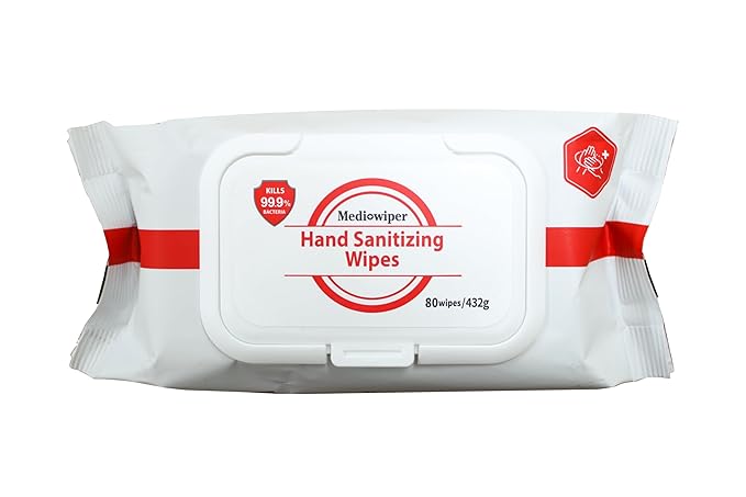 MEDIWIPER 80ct Unscnted Alcohol-Free Hand Sanitizing Wipes, Wet Wipe, Hand Sanitizer (320 Wipes (80 * 4))