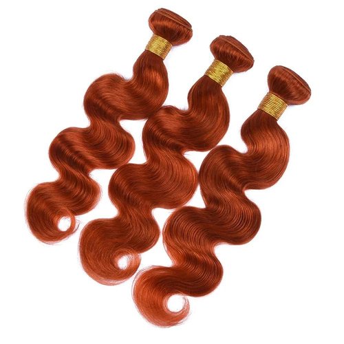 Condescension Human Hair Bundles 16 18 20 inch Orange Burnt Orange 350 Body Wave Bundles Human Hair Unprocessed Brazilian Virgin Hair for Black Women