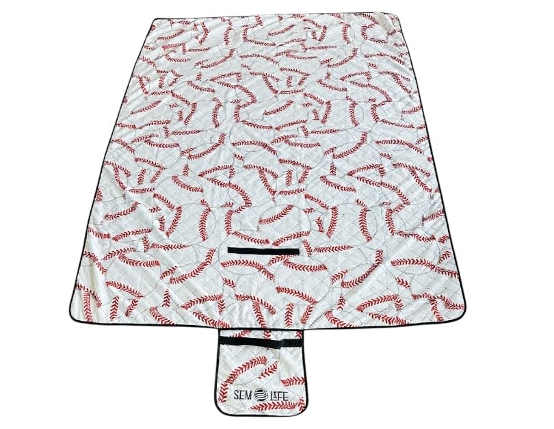 SEM LIFE Baseball Outdoor Stadium Blanket, Picnic Mat, Large 80 x 60 Inches, Reversible, Fleece Lined, Baseball Games, Tou...