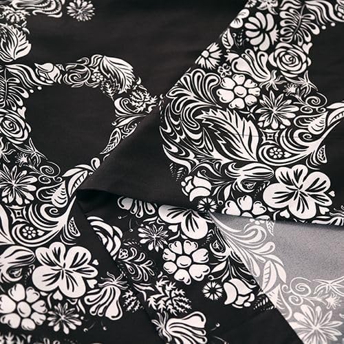 SDIII 4PCS Sugar Skull Sheets Set Full, Gothic Bedding Sheet Set, Flower Skeleton Full Size Sheet Set, Goth Skull Floral Sheets Full for Halloween