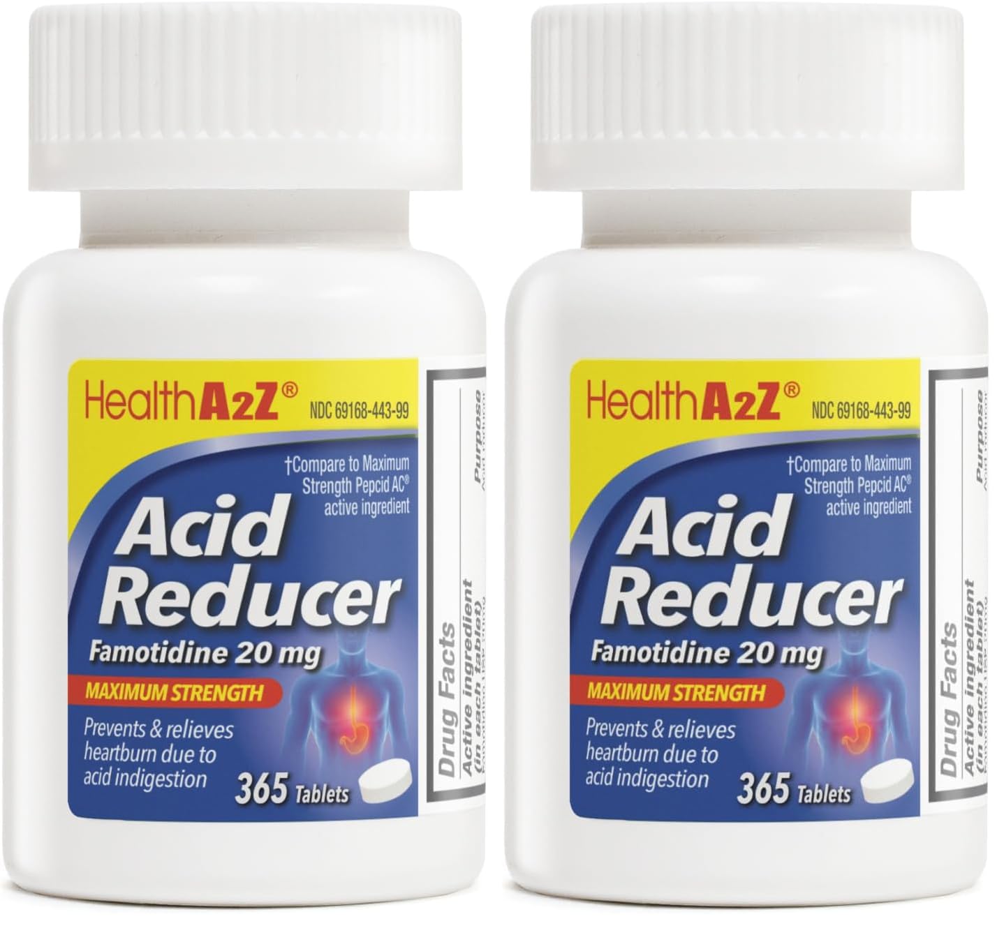HealthA2Z® Acid Reducer | Famotidine 20mg | Maximum Strength | Relief from Heart Burn Due to Acid Indigestion (365 Tablets (Pack of 2))