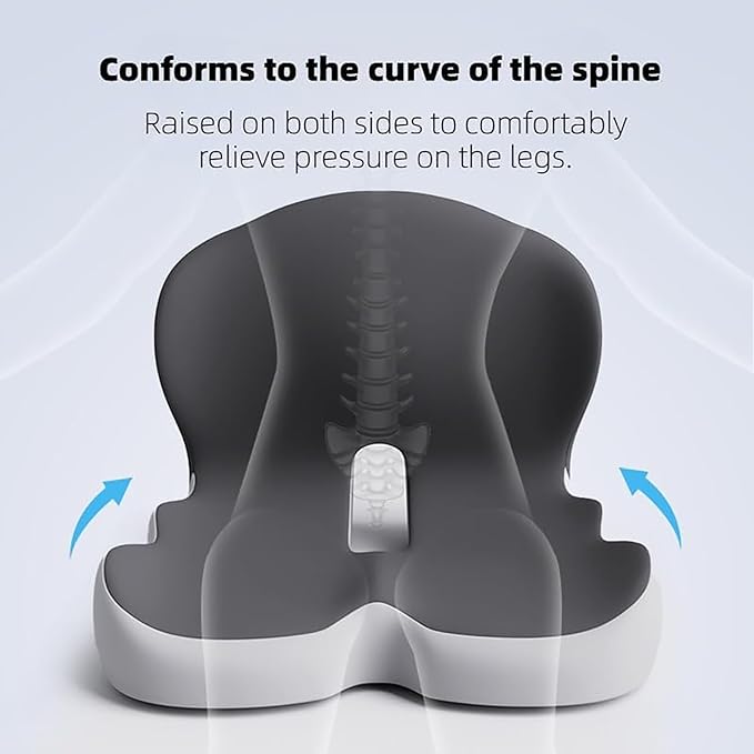 Orthopedic Cushion for Office Chair and Car, Memory Foam Seat Cushion with Lumbar Support Pillow, Instant Relieve Pressure on Back, Hips, Tailbone, Improves Sitting Posture (2, Mixed Colors)