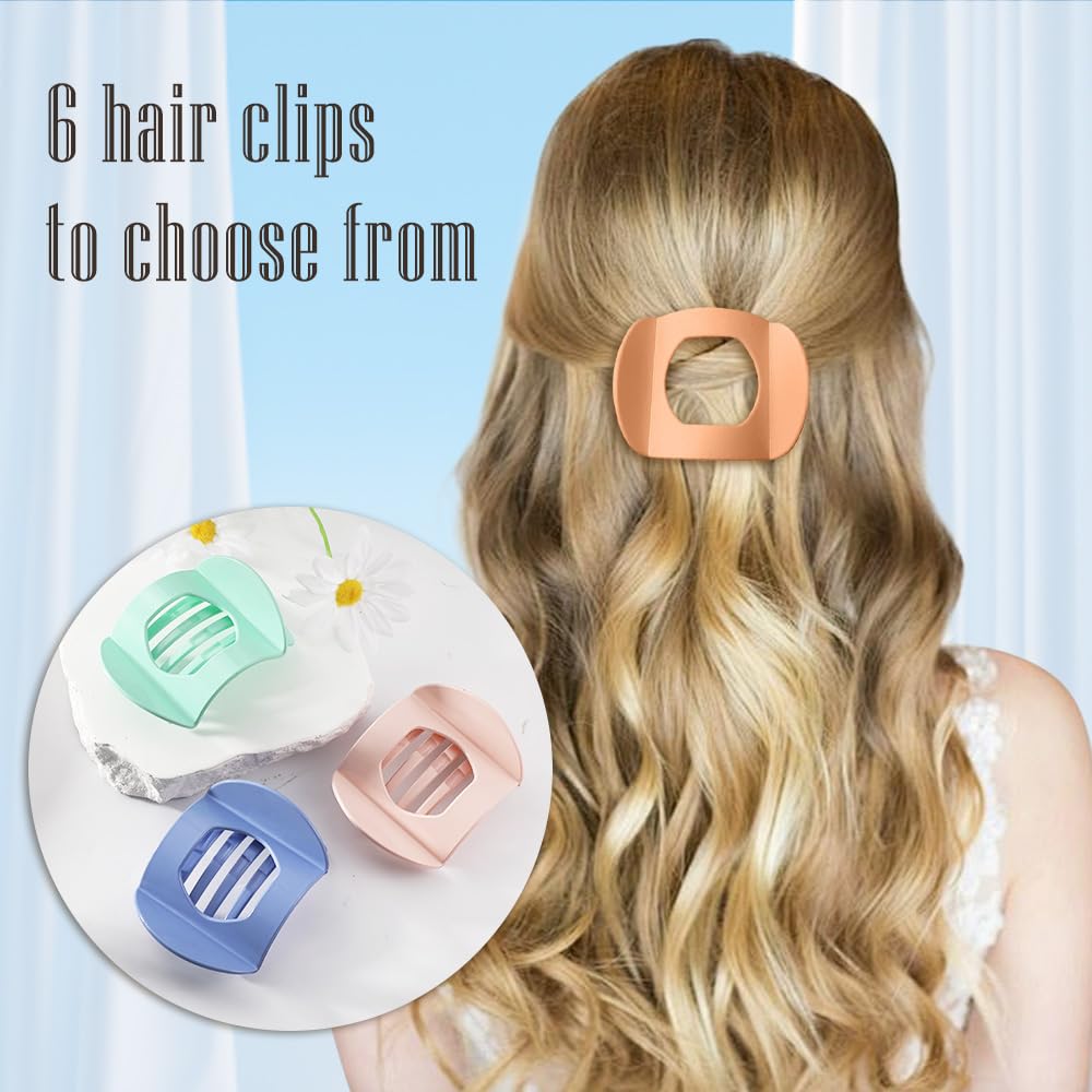 6Pcs Flat Hair Clips for Women,Volume Flat Top Rainbow Colorful Clip for Thick or Thin Hair,Picura Large Hair Claw Clips Strong