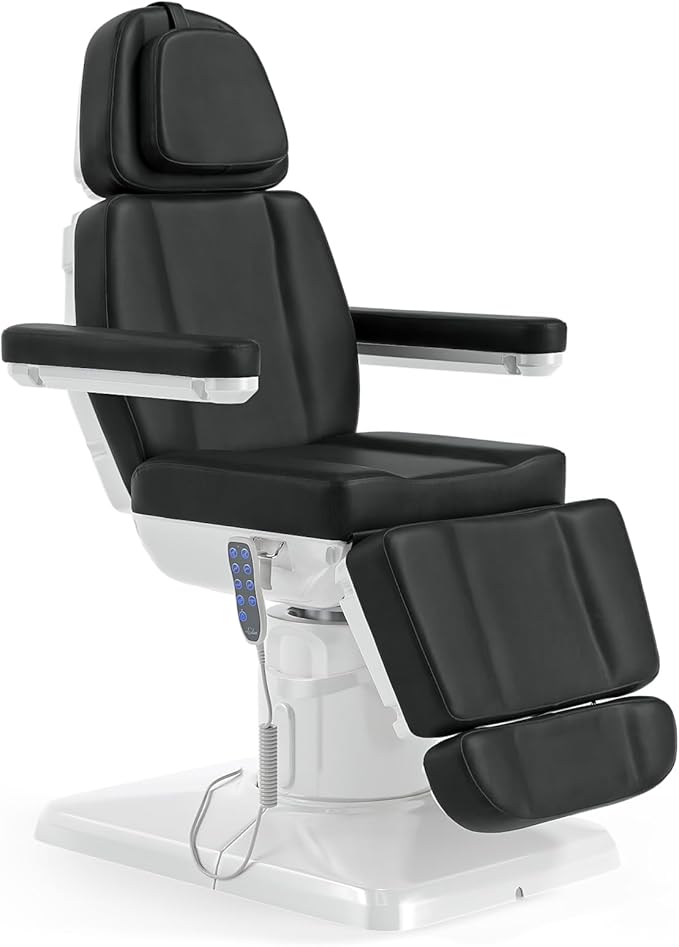 OmySalon Electrical Facial Beauty Spa Medical Treatment Bed, 120° Rotation Massage Tattoo Dental Aesthetic Chair with 3 Motors & Remote Control, Black