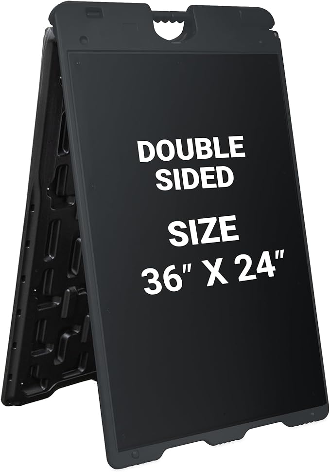 Jumbl Outdoor A-Frame Sandwich Signboard 24” x 36” Display Surface – w/PVC Sign Protector & Sand Fill Holes – Duel Display...