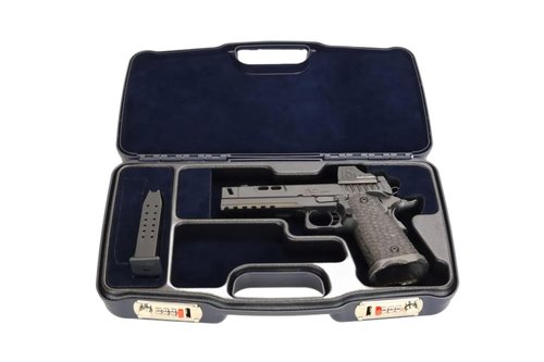 Negrini HYBRID Pistol Carrying Case - RMR Cut, Full Size, Combination Locking, Stackable - Handgun Travel Case - Navy