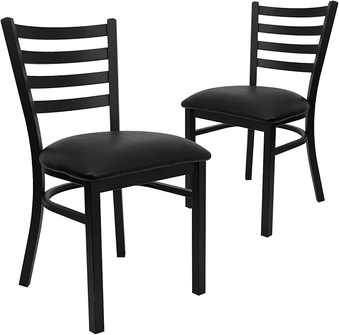 Flash Furniture Hercules Series Commercial Ladder Back Restaurant Chairs, Modern Lightweight Metal Dining Chairs with Padd...