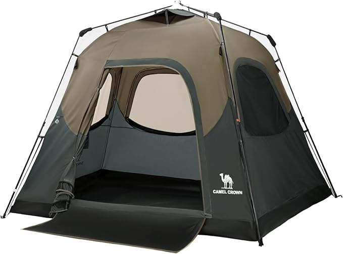 CAMEL CROWN Instant Tents for Camping 4-6 Person Tent Waterproof Easy Setup Sets Up in 60 Seconds Backpacking Tents with C...