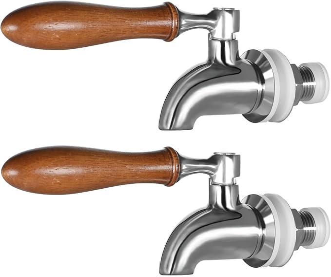 Wongblee 2-Pack Stainless Steel Beverage Dispenser Replacement Spigot for Glass Jar, Water Jug, Fits 5/8 inch Opening, Pol...
