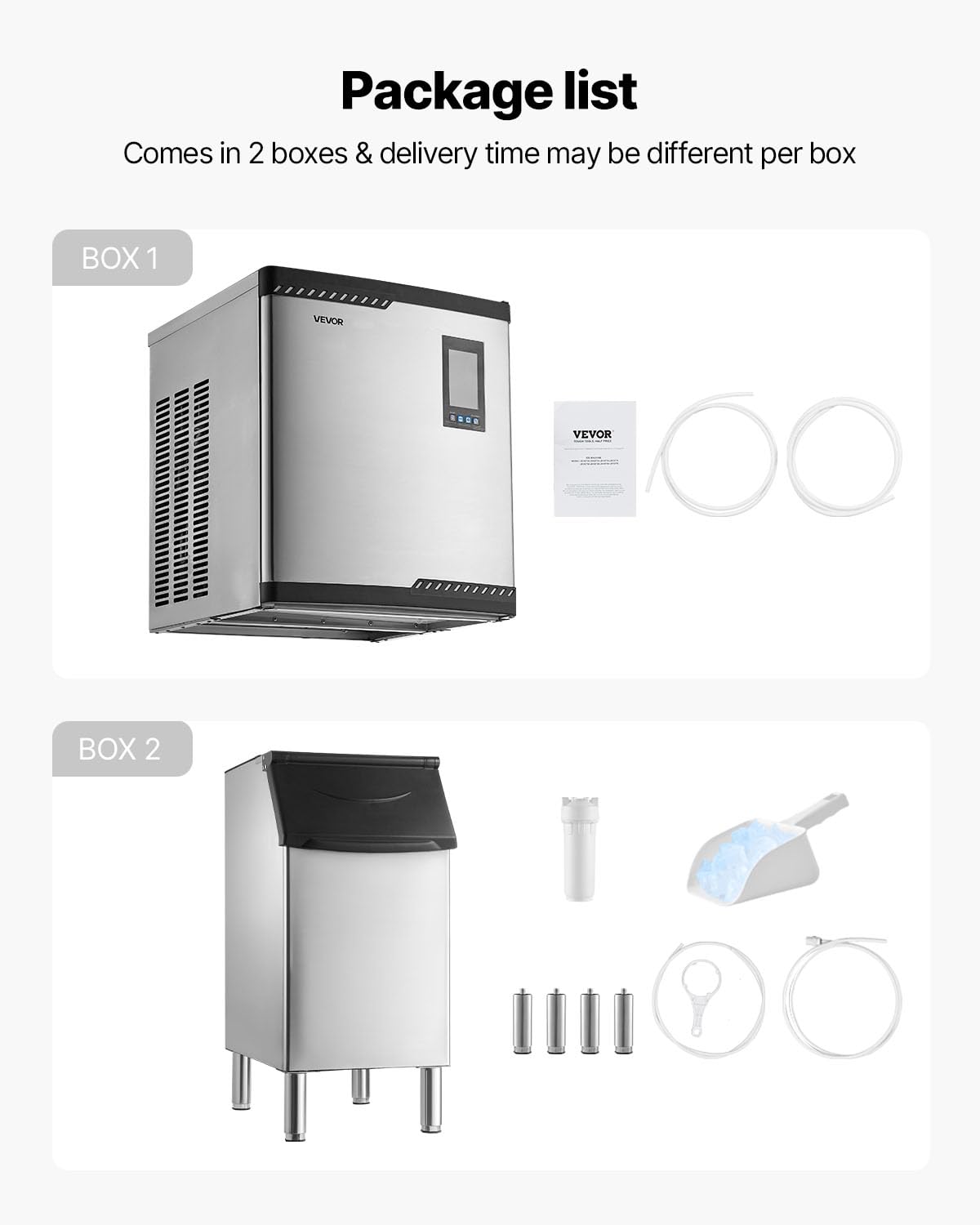 VEVOR Commercial Ice Maker Machine, 300LBS/24H Ice-Making Machine with 300LBS Stainless Steel Storage Bin, Auto Self-Cleaning Ice Maker with Touchscreen for Bar Cafe Restaurant Business Commercial