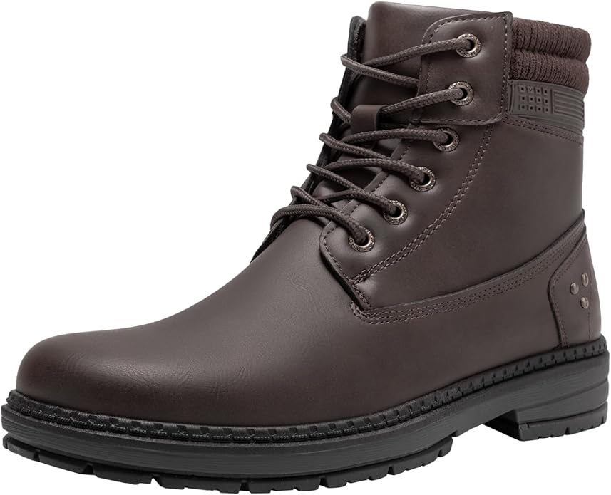 Athlefit Casual Men's Hiking Boots Fashion Lace up Combat Boots Low Heel Comfortable Ankle Booties