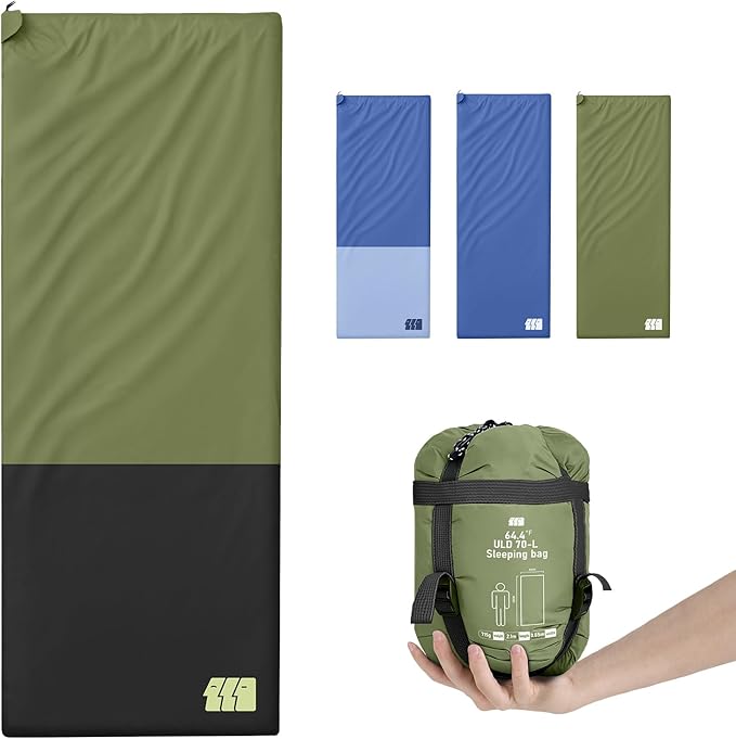 Ultralight Warm Weather Sleeping Bag - Portable, Waterproof, Compact Lightweight, Comfort with Compression Sack - Great fo...