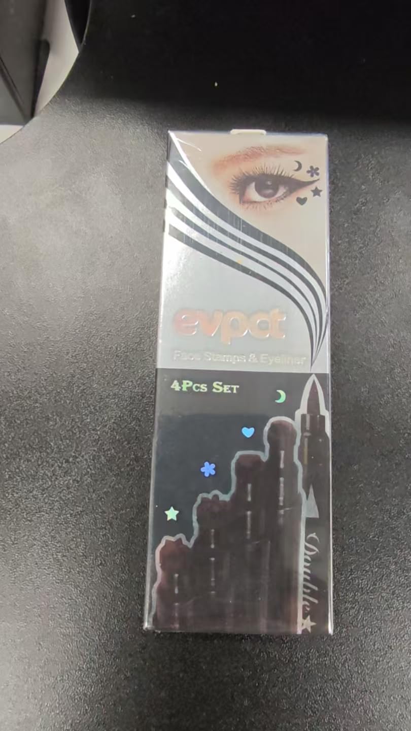 evpct Red Colored Winged Eyeliners Stamp 4 in 1 Stars Flowers Hearts Moon