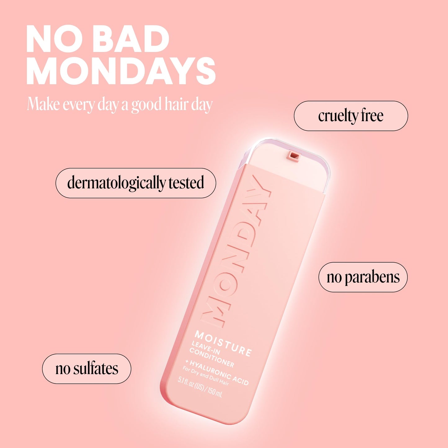 MONDAY HAIRCARE MOISTURE Leave in Conditioner with Hyaluronic Acid, Jojoba & Almond Oil, Shea Butter& Wheat Protein for Dry & Du