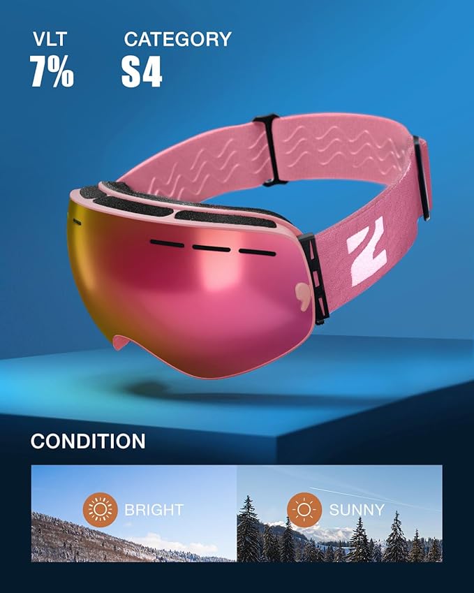 ZIONOR X Ski Goggles - OTG Snowboard Goggles Detachable Lens for Men Women Adult