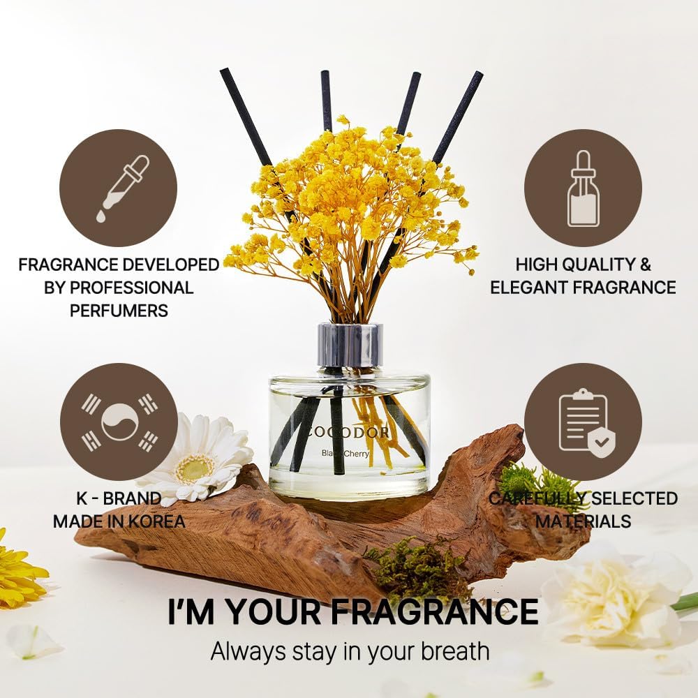 COCODOR Preserved Flower Reed Diffuser/White Jasmine/6.7oz/2Pack / Home Fragrance Scent Essential Oil Stick Diffuser for Bedroom Bathroom Home Décor